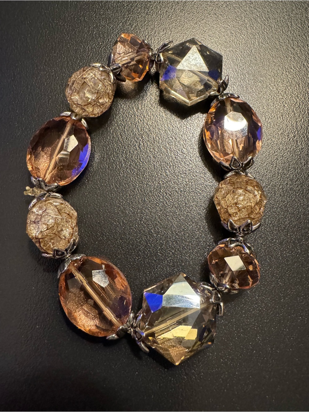Chunky Champagne Crystal Statement Stretch Bracelet